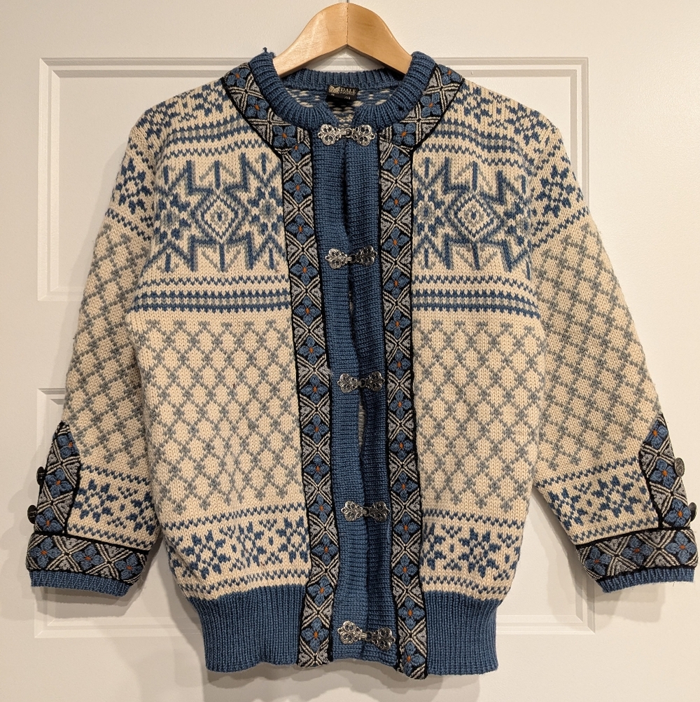 Dale of Norway Blue and Cream Cardigan